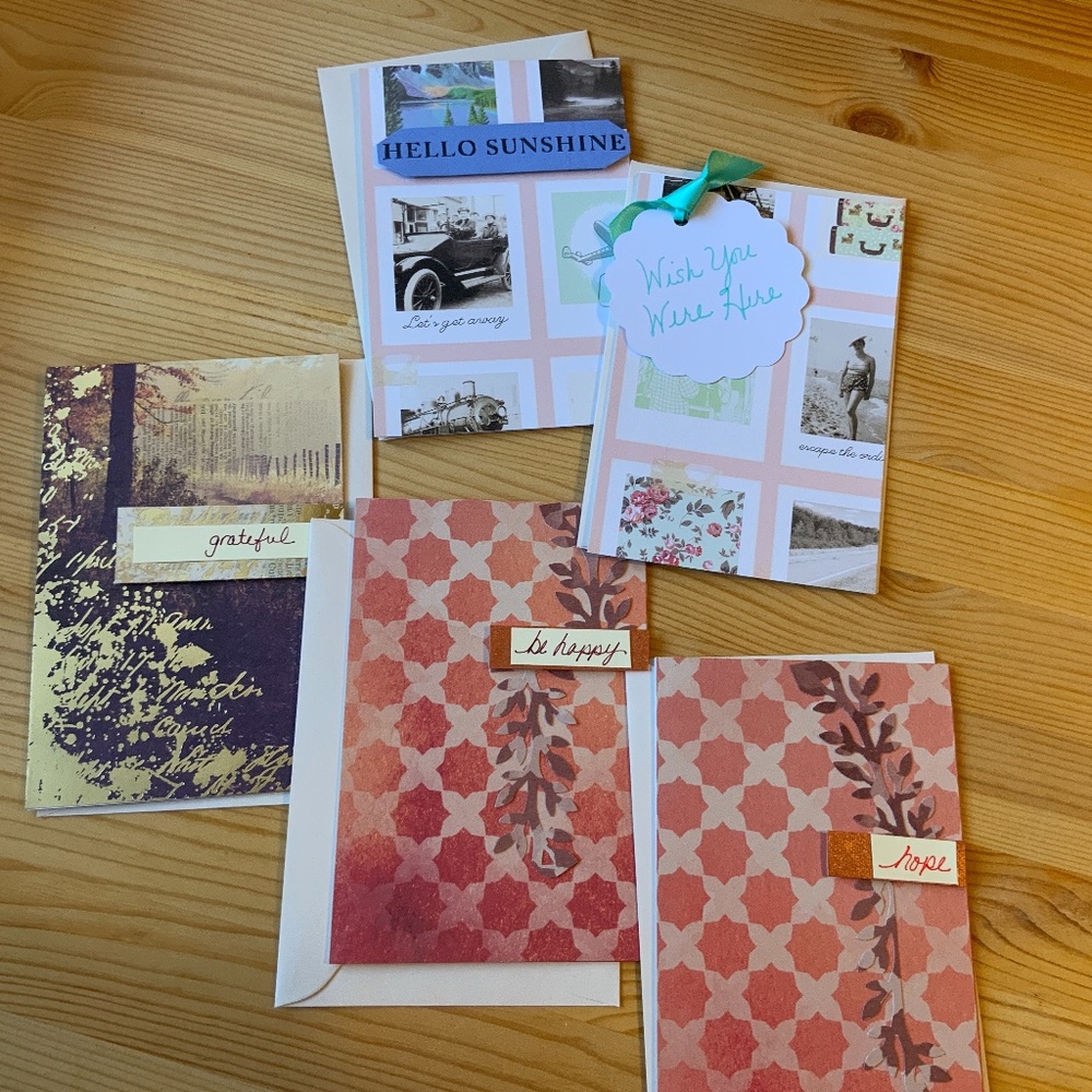 Set of five beautiful note cards with envelopes